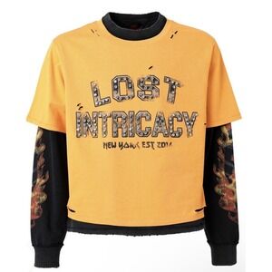 NWT Lost Intricacy Yellow Motors Layered Long Sleeve/ Short Sleeve Size XXL